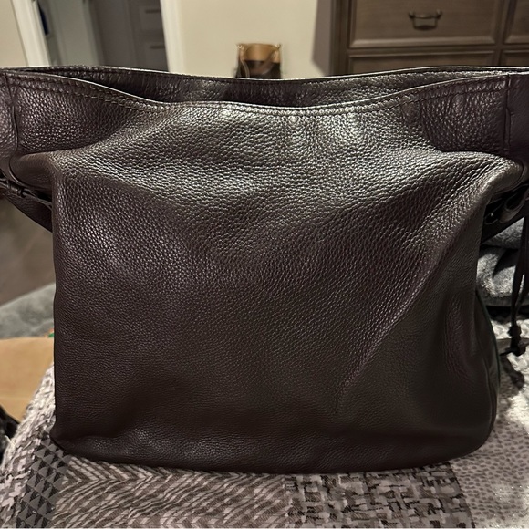 Authentic Gucci Dark Brown Leather Web Shoulder Bag - Picture 5 of 16